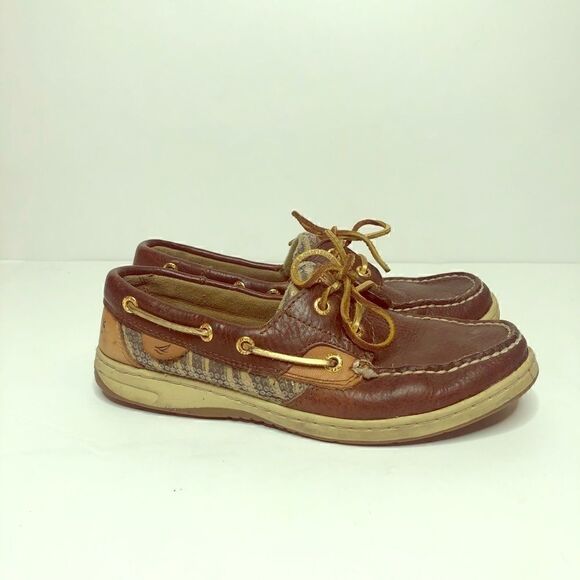 Sperry Top Sider Brown Leather Loafers Sequins - Picture 1 of 7